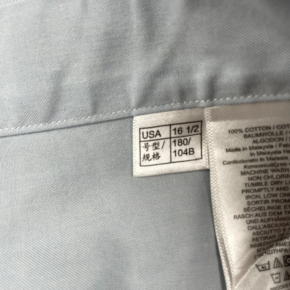 Brooks Brothers Shirt Mens 16.5 Blue Madison Fit Long Sleeve‎ Button Down EUC